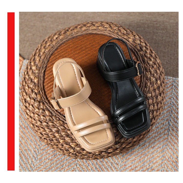 Giày Sandal Mùa Hè Đế Xuồng Dày Dặn Có Dây Hợp Thời Trang 2023 Cho Nữ