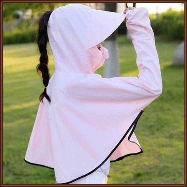 Áo Khoác Chống Nắng Kèm Khẩu Trang Chống Tia Cực Tím Có Mũ Trùm Tiện Dụng Cho Người Đi Xe Đạp 40-65kg