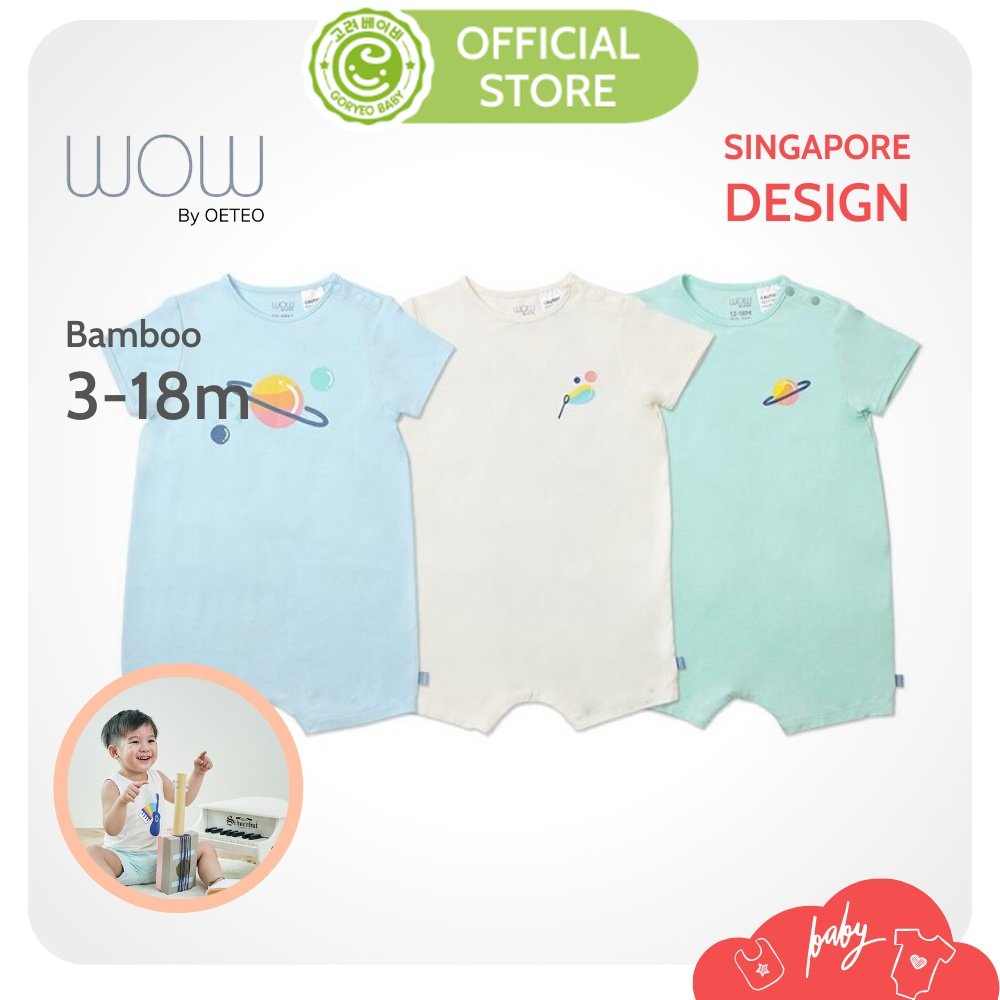 Set 3 Bodysuit Bamboo Cho Bé Trai Wow By Oeteo Size 3-18m - Body Sợi Tre Cho Bé Thoáng Mát