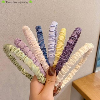 Băng đô cài tóc rửa mặt Vải satin Màu Trơn Xếp Ly Đa Năng Màu Sắc Ngọt Ngào Xinh Xắn Cho Nữ