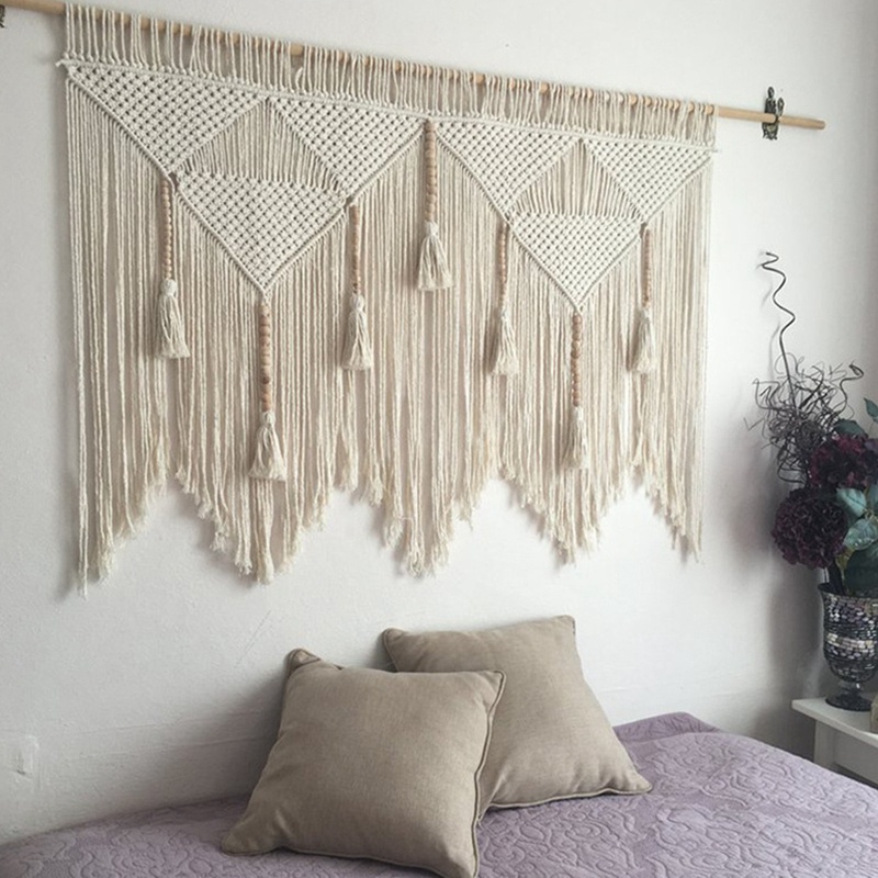 Macrame Treo tường Dệt tay Dây bông Bohemian Boho Tấm thảm Trang trí nội thất