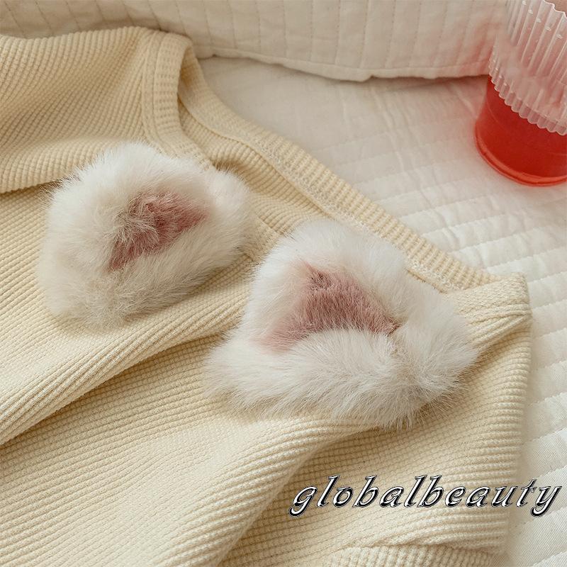 Kẹp Tóc Tai Thỏ Phối Lông Dễ Thương Dành Cho Nữ