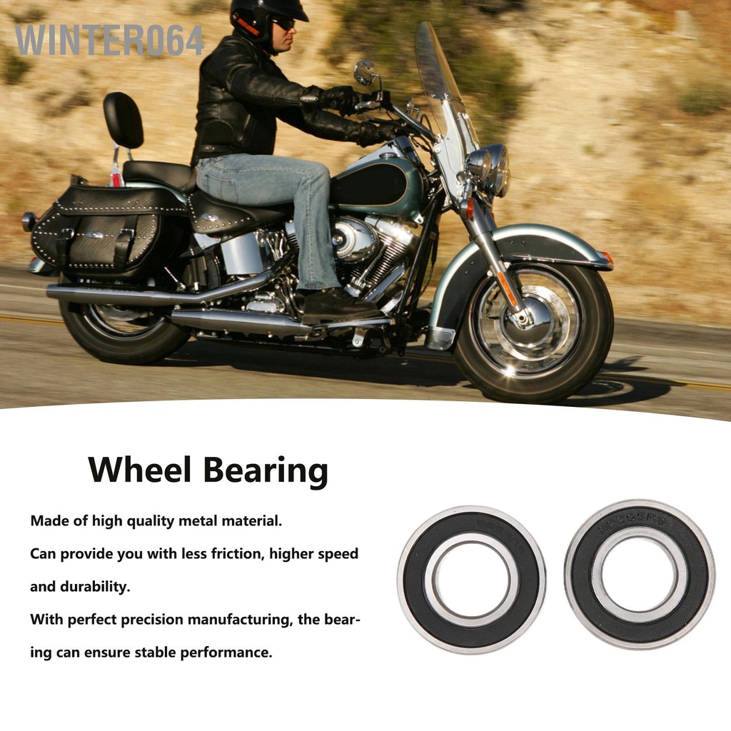 Winter064 Cặp phía trước Phía sau Ổ trục bánh xe bịt kín Vòng bi lăn Thay thế bằng kim loại cho Hugger 00‑03 XLH