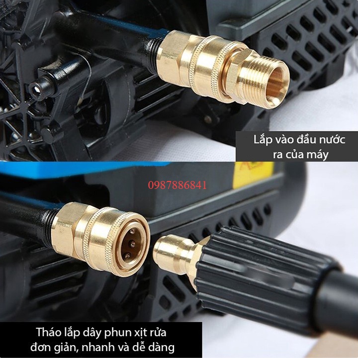 Bộ đầu ra nối nhanh cho máy rửa xe áp lực cao, rửa xe gia đình  ren 22 mm