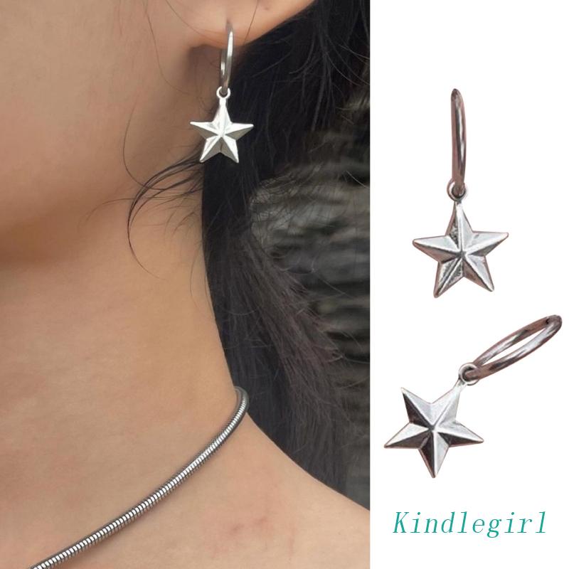 Bông Tai Dạng Vòng Hình Ngôi Sao Màu Bạc Thời Trang Cho Nam Và Nữ