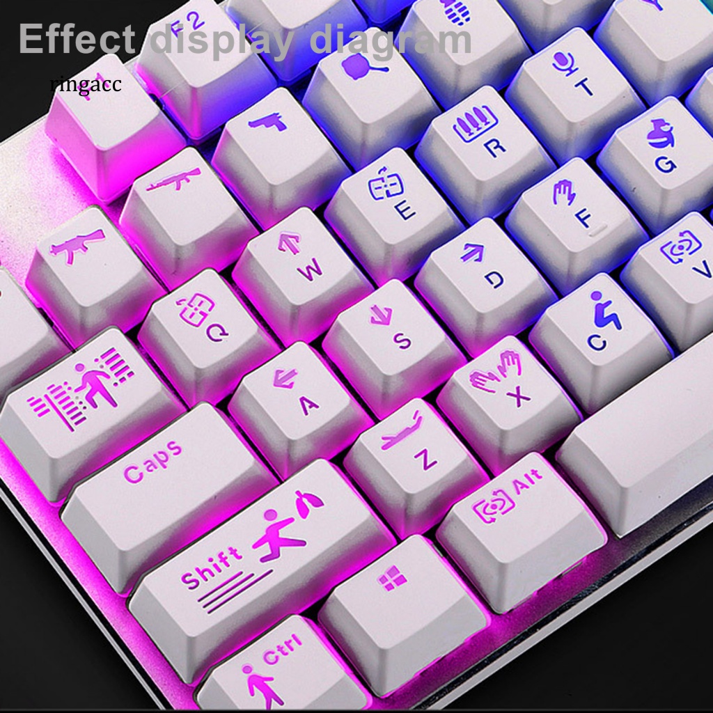 104 Nút Bàn Phím RGA Thay Thế Chống Mài Mòn Ánh Sáng Trắng