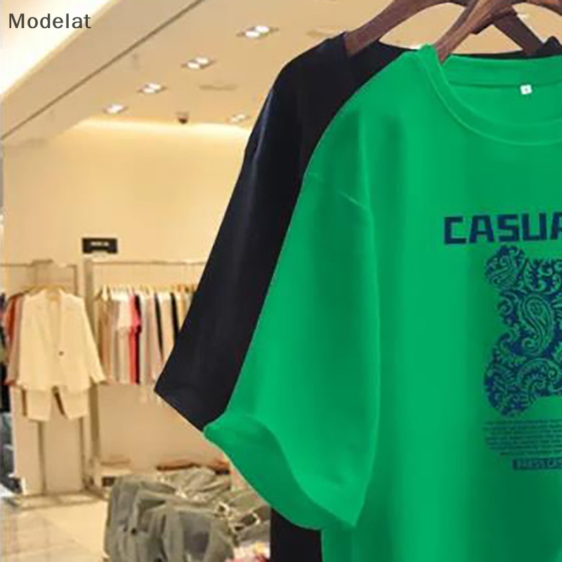 Áo Thun Tay Ngắn Cổ Tròn Dáng Rộng In Họa Tiết Gấu Hoạt Hình Thời Trang Mùa Hè Cho Nữ