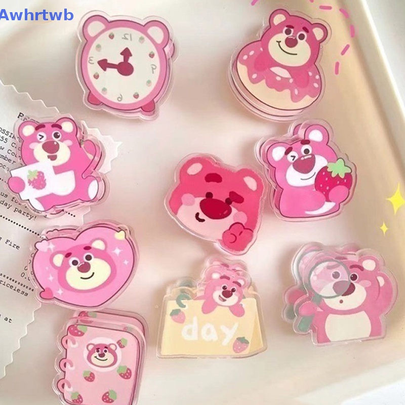 1 Kẹp Giấy Hình Gấu Và Dâu Tây Bằng Acrylic Dễ Thương Trang Trí Văn Phòng / Trường Học Mới