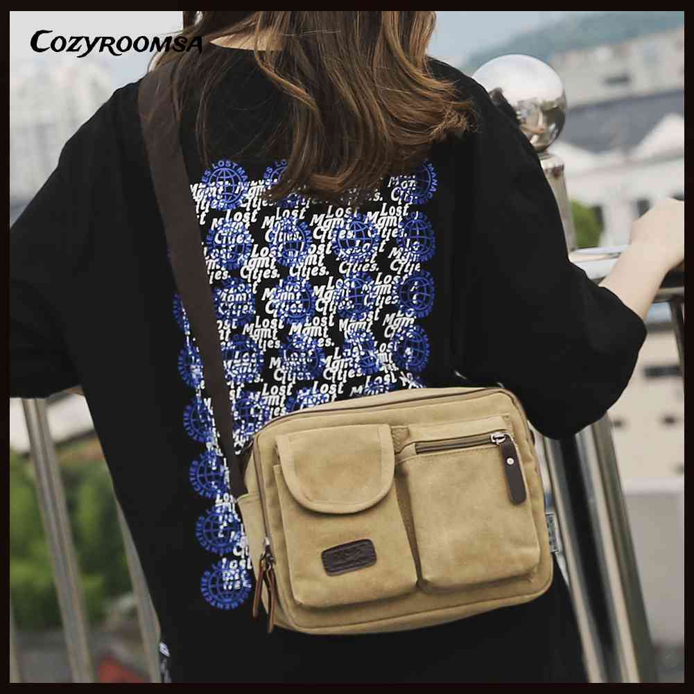 Túi Canvas Đeo Chéo Đa Năng Thiết Kế Đơn Giản Thời Trang Đi Du Lịch