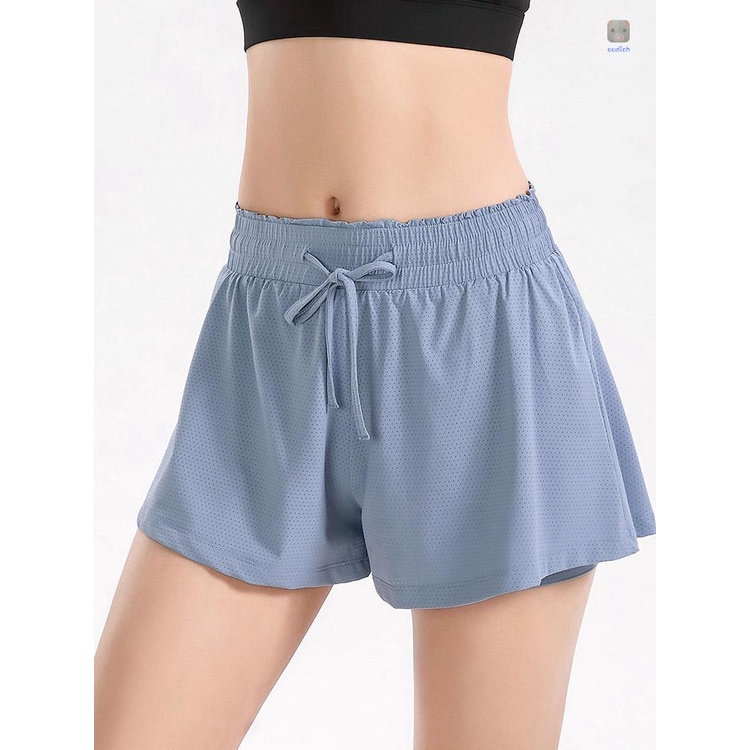 Quần Short Thể Thao Nữ Lưng Cao 2 Trong 1 Chất Liệu Thông Thoáng Nhanh Khô