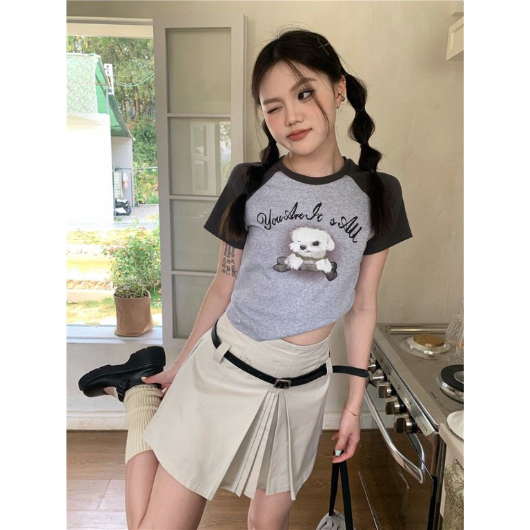 Áo Thun Ngắn Tay Màu Sắc Tương Phản Thời Trang Mùa Hè Cho Nữ