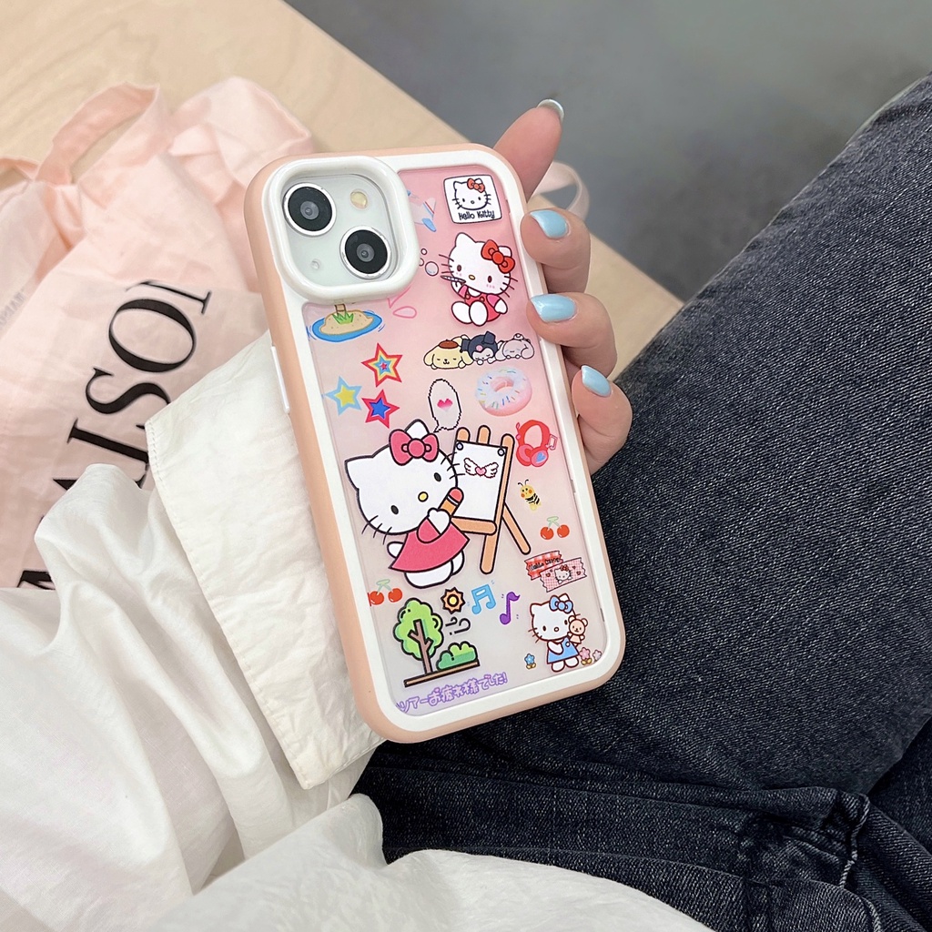 Ốp Điện Thoại Cứng Trong Suốt Họa Tiết Hoạt Hình Hello Kitty Dễ Thương Chống Sốc Cho iPhone 14 13 12 11 Pro Max
