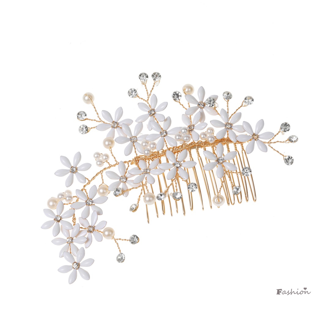 Lược Cài Tóc 15 Răng Tạo Hình Bông Hoa Bằng Hợp Kim Cho Cô Dâu Ngày Cưới