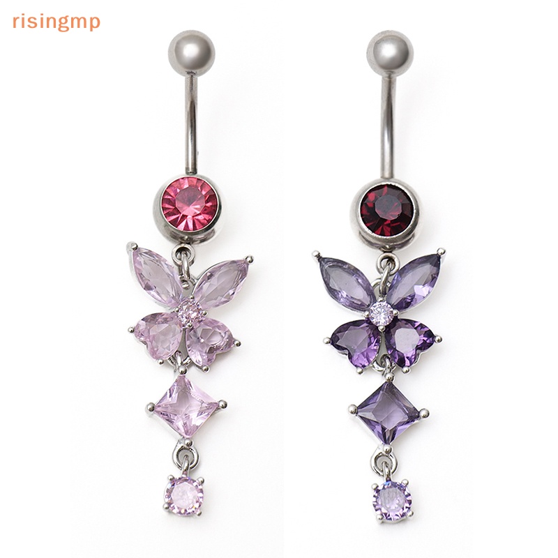 Khuyên Rốn Hình Bướm Bằng Thép Không Gỉ Đính Đá Zircon Thời Trang Cho Nữ