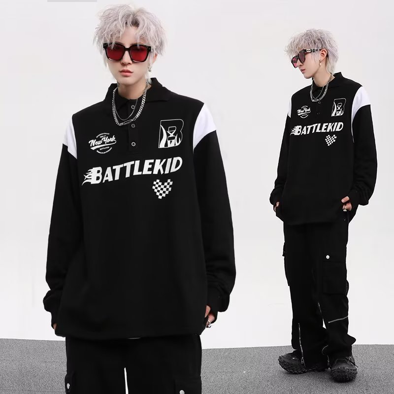 Áo Thun Nỉ Cổ Tròn Dáng Rộng Cỡ Lớn Phong Cách Đường Phố Mỹ Cá Tính Cho Nam