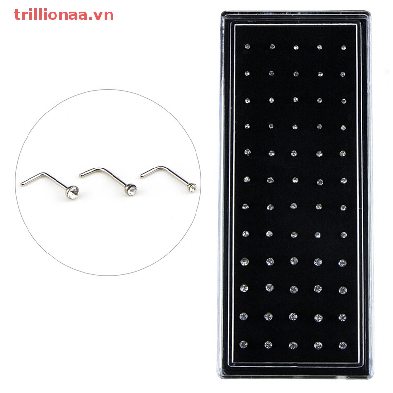 Set 60 Khuyên Mũi Thép Không Gỉ Đính Đá Cá Tính