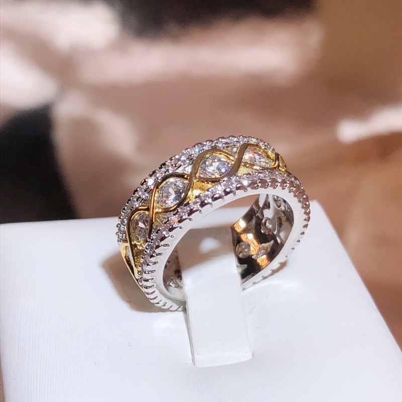 Nhẫn Mạ Vàng Đính Đá Zircon Phong Cách Âu Mỹ Thời Trang