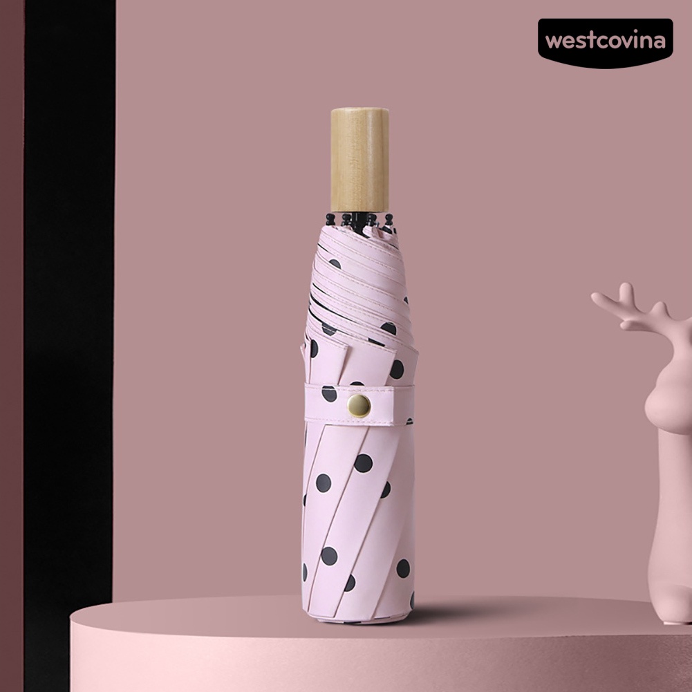 [COD]☁Dù Gấp Chống Nắng / Gió / Thấm Nước Họa Tiết Chấm Bi Thời Trang