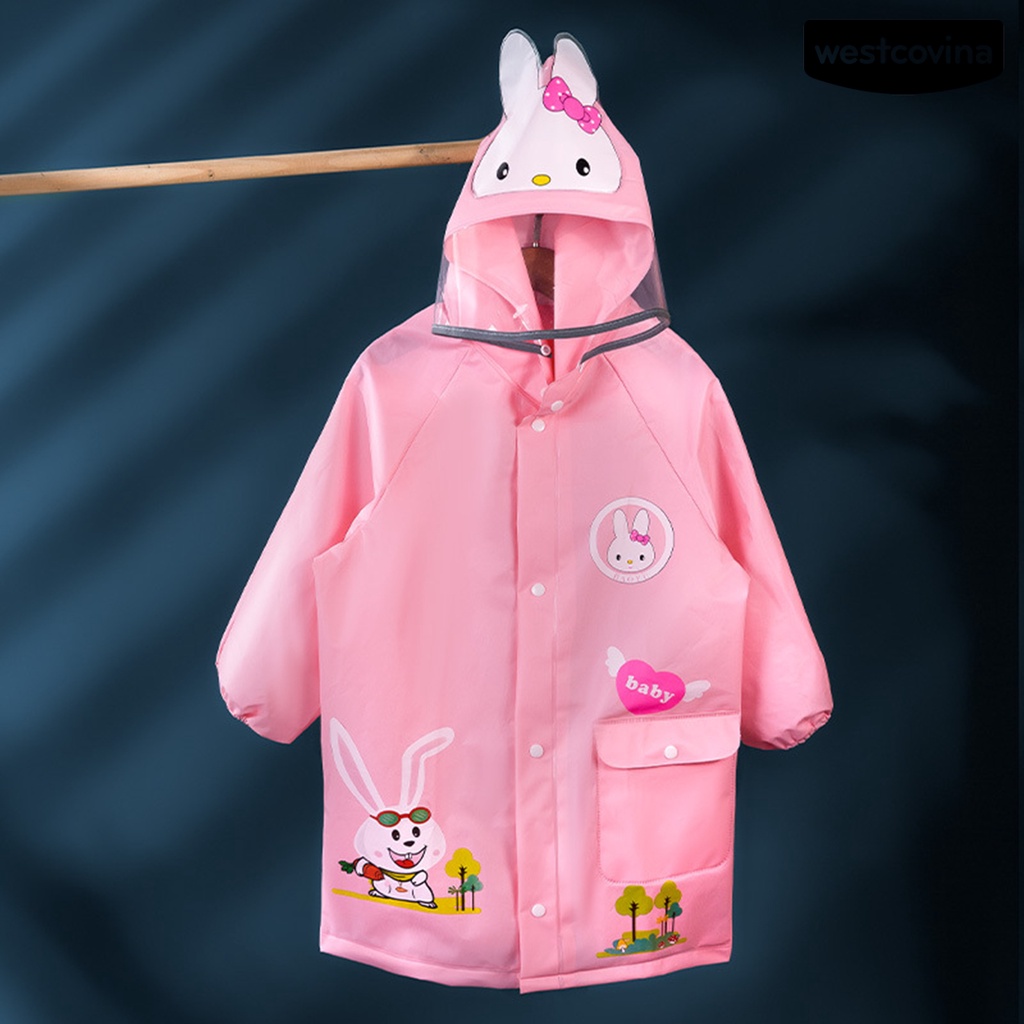 [COD]☁Áo Mưa Có Mũ Trùm Chống Nước In Họa Tiết Thú Hoạt Hình Cho Bé