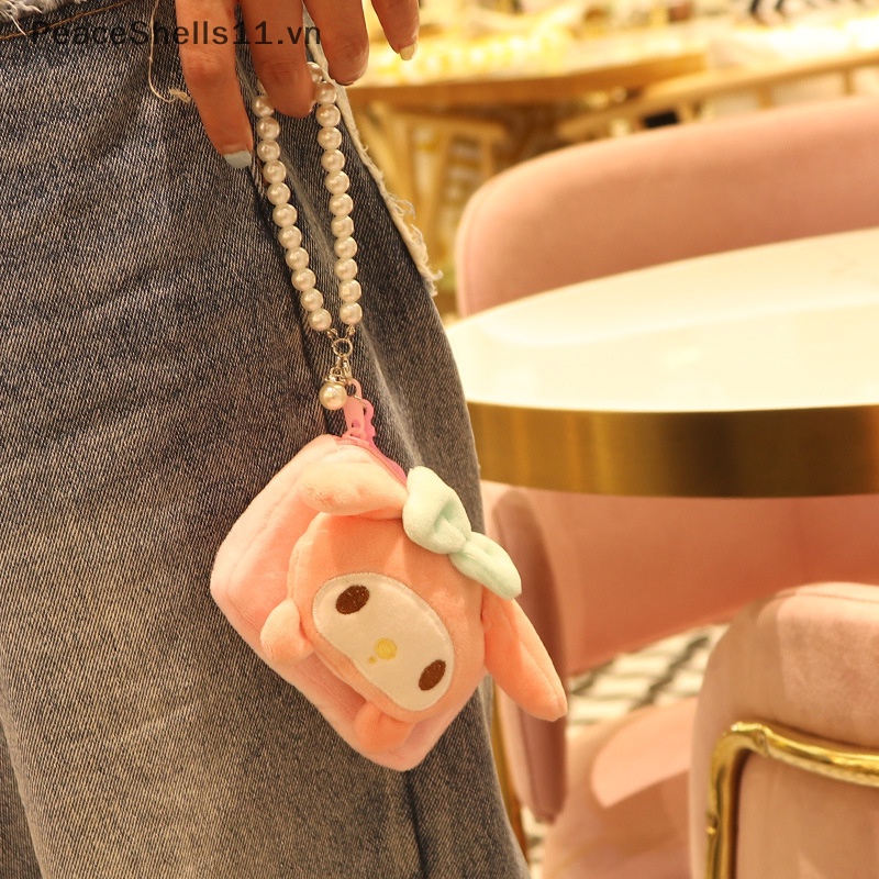 Ví Đựng Tiền Xu Lông Nhung Có Dây Đeo Ngọc Trai Dễ Thương Cho Nữ