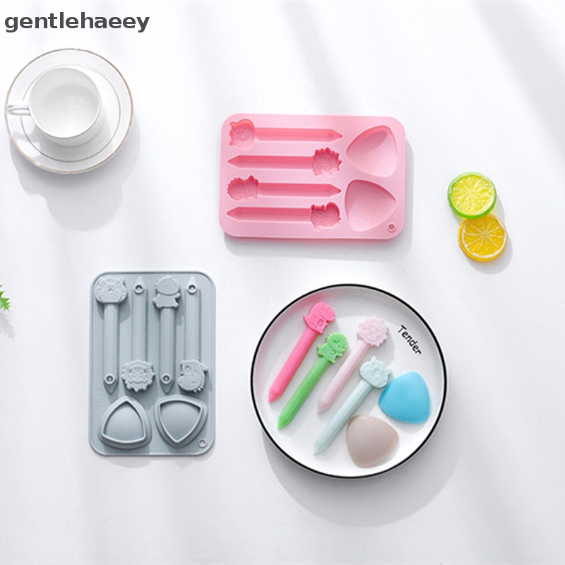 Khuôn Silicone Tạo Hình Tam Giác 6 Lỗ Làm Socola Hình Động Vật