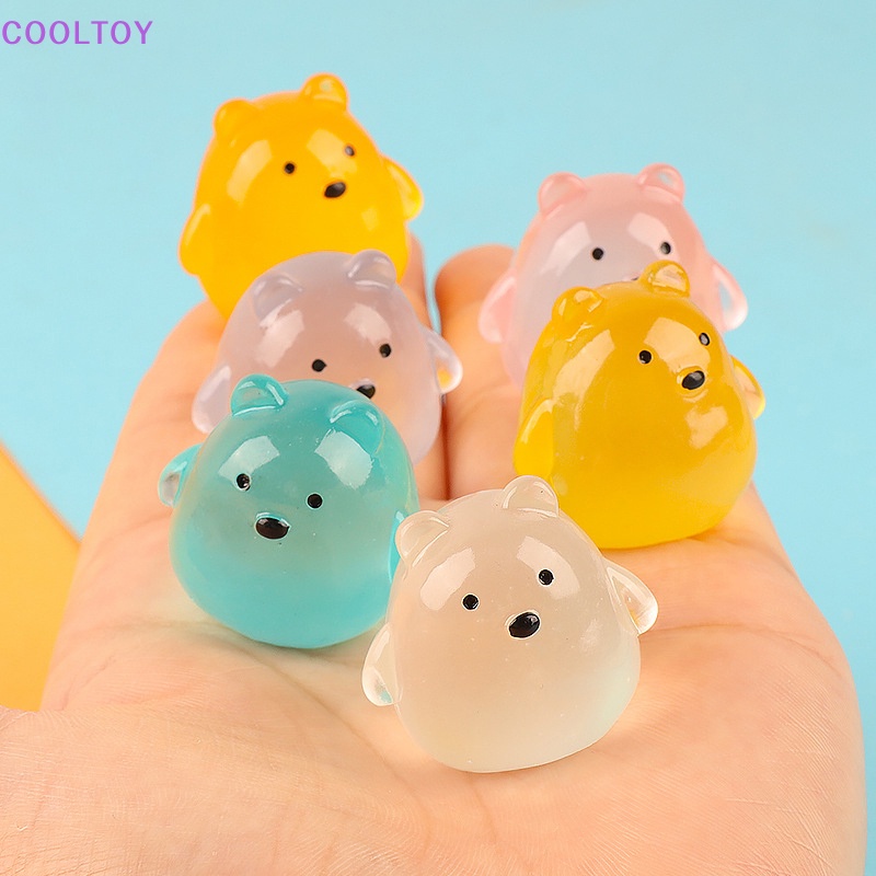 Set 2 Kẹp Tóc Hình Chú Gấu Nhỏ Bằng Nhựa Resin Phát Sáng Dễ Thương Trang Trí Tiểu Cảnh DIY