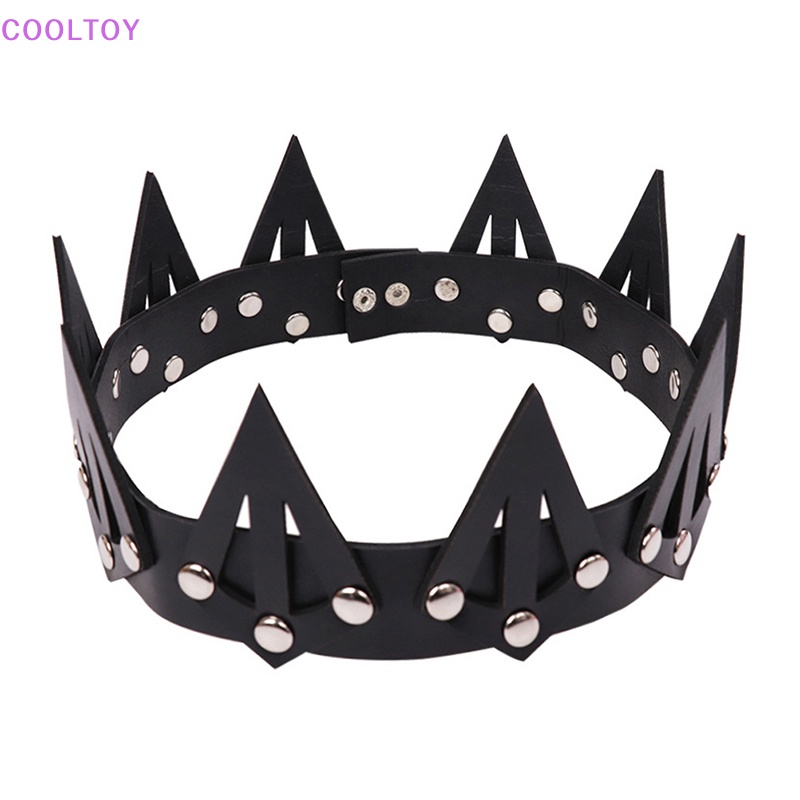 Băng Đô Cài Tóc Hình Vương Miện Bằng Da Màu Đen Phong Cách Gothic Cổ Điển