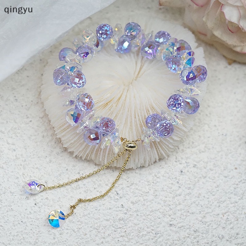 Qingyu Mới Vòng Tay Chuỗi Hạt Đá Pha Lê Nhân Tạo Lấp Lánh Co Giãn Thời Trang Cho Nữ