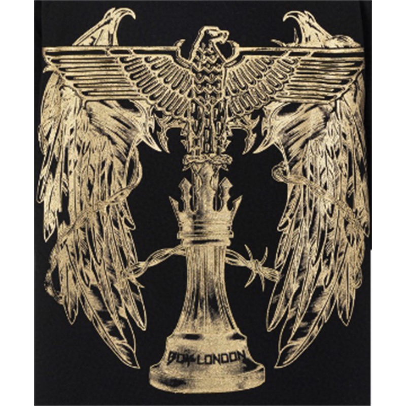 Áo Thun Cotton Tay Ngắn Dáng Rộng In Hình Đôi Cánh Đại Bàng Mạ Vàng Plus Size Cho Nam Nữ