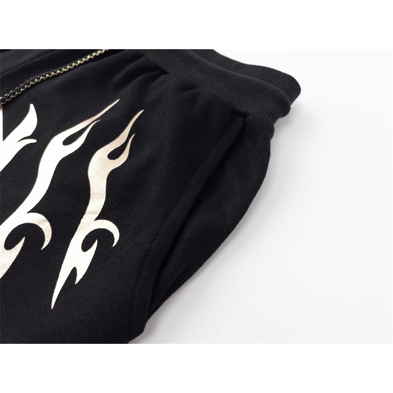 Quần Short Thể Thao Lưng Thun Dáng Rộng In Họa Tiết Ngọn Lửa Thời Trang Cho Nam Và Nữ