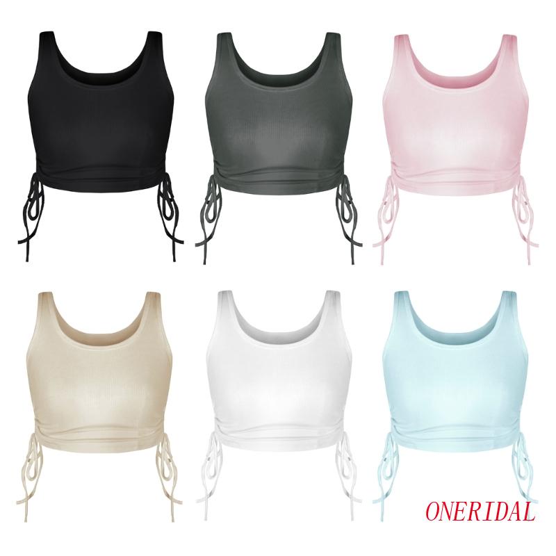 Áo Crop Top Không Tay Có Gân Và Dây Rút Ở Cổ ONERI Dành Cho Nữ