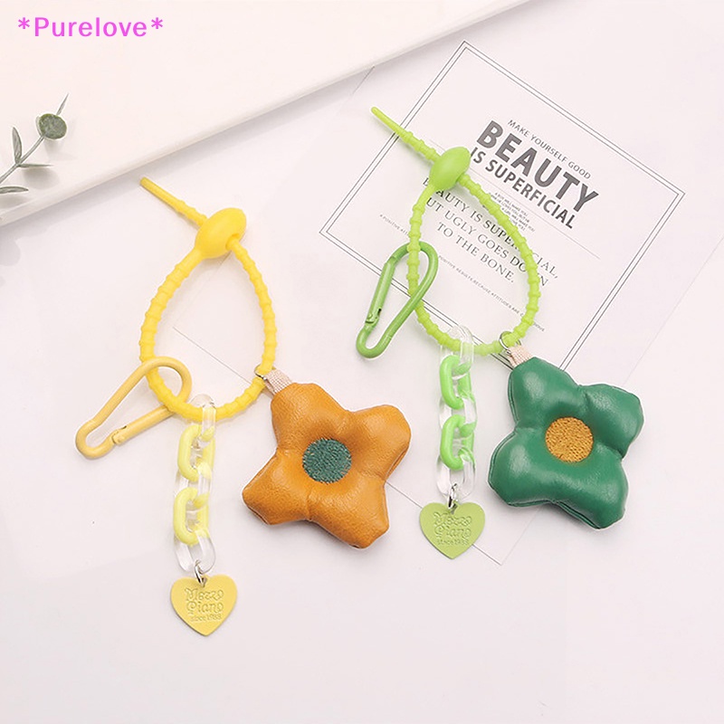 Móc Khóa Da Hình Hoa / Trái Tim Đáng Yêu Sáng Tạo Mới