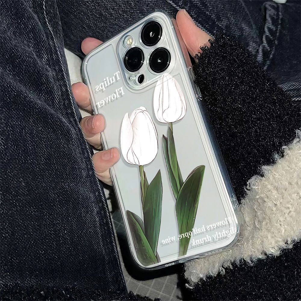 ✅Ốp Điện Thoại Mềm Chống Sốc Màu Trắng In Họa Tiết Hoa Cho Iphone 14pro 6In Plus 13 12 max 11 78