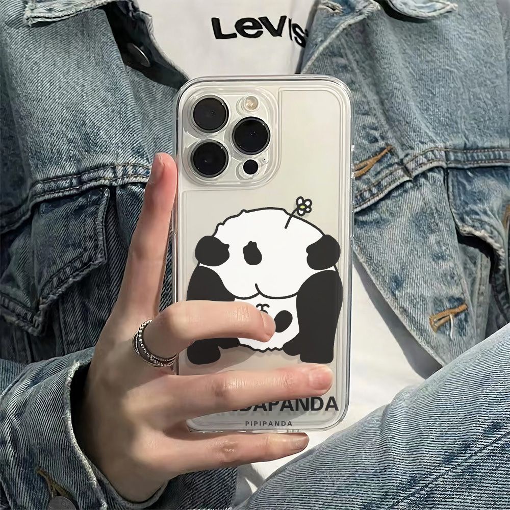 ✅Ốp Điện Thoại Mềm Chống Sốc 6In Hình Gấu Trúc Và Hoa Đơn Giản Cho iPhone1214pro13 max1178plus C4SE