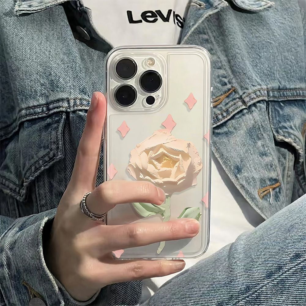 ✅Ốp Điện Thoại Mềm Chống Sốc Họa Tiết Hoa Hồng Đơn Giản Cho Iphone 78Max 136In14Pro 12 11 XSON