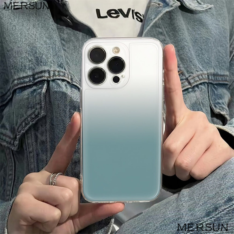 ✅Ốp Điện Thoại Mềm Chống Sốc Màu Gradient Đơn Giản Cho Apple 6In Blue 1314pro plusiPhone1211 78 max 1FR9