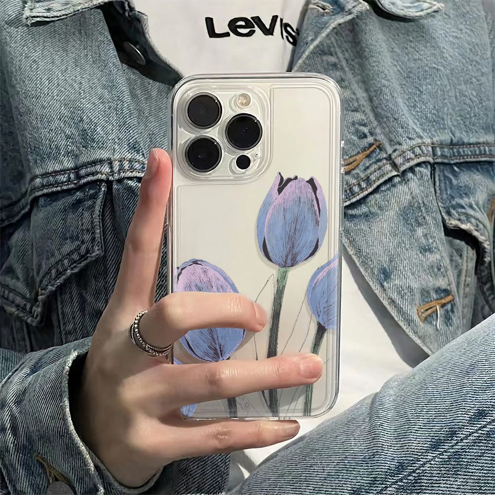 ✅Ốp Điện Thoại Mềm Chống Sốc Họa Tiết Hoa Tulip Cho Apple Iphone 11 Plus 6 78 max 14pro 13Iphone 12 QOOQ