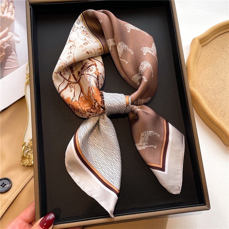 Khăn Choàng Cổ Hình Vuông 70X70Cm Bằng Lụa Thời Trang Thanh Lịch Dành Cho Nữ