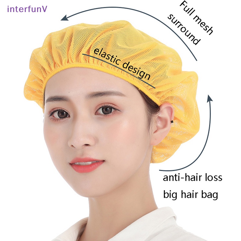 [InterfunV] Mũ Đầu Bếp Lưới Đen Co Giãn Thoáng Khí Phục Vụ Thực Phẩm Làm Bánh Ngọt Nhà Hàng Cho Nữ [Mới]