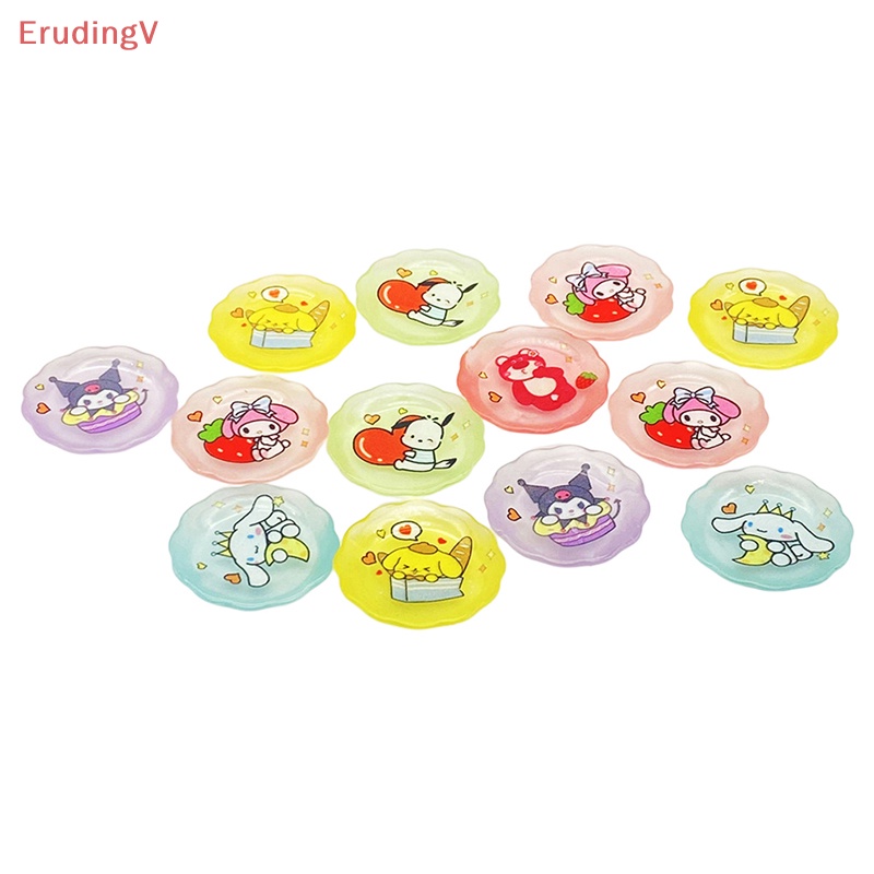 [ErudingV] Set 5 Đĩa Nhựa Phát Quang Mini Hình Hoạt Hình Trang Trí Điện Thoại / Trang Sức Thủ Công DIY