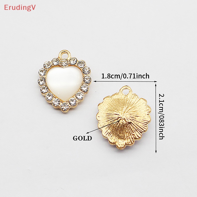 [ErudingV] Phụ Kiện Trang Sức Treo Tường Hình Trái Tim Đính Đá Resin Màu Vàng 18MM Phong Cách Hàn Quốc