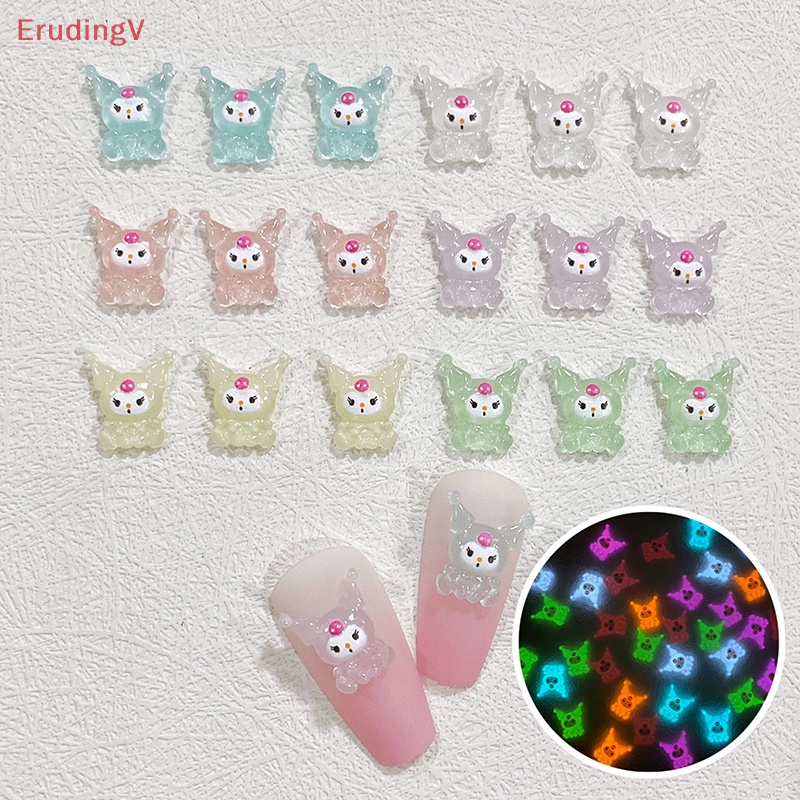 Set 10 Phụ Kiện Trang Trí Móng Tay Nghệ Thuật DIY Hình Hoạt Hình 3D Phát Sáng