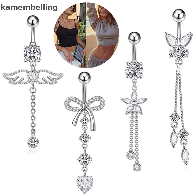 Khuyên Rốn Hình Bướm Bằng Thép Không Gỉ Đính Đá Zircon Giả Cho Nữ