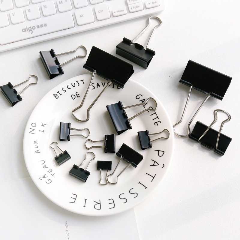 Kẹp Giấy Tài Liệu Đuôi Dài Màu Đen Đa Năng