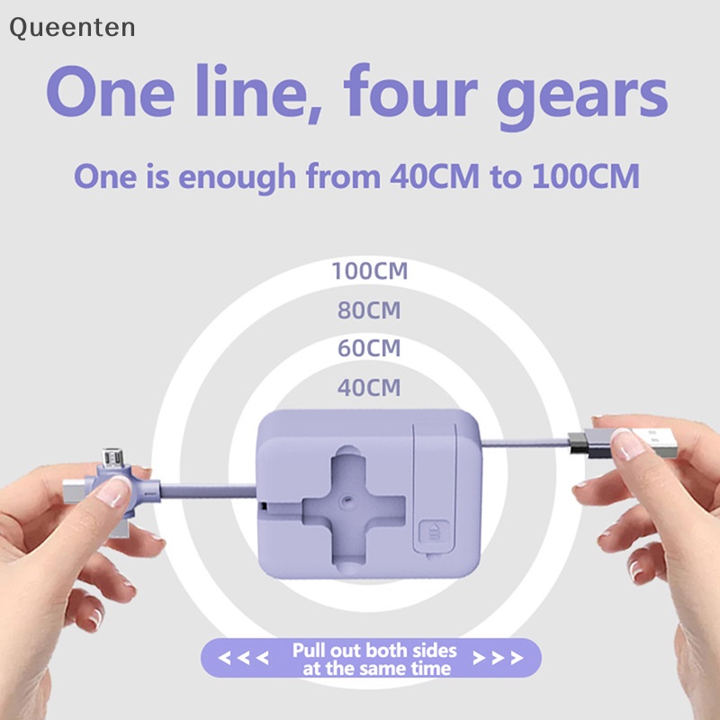 Cáp Sạc Nhanh 3 Trong 1 Đầu Micro USB TYPE-C Có Thể Thu Gọn Cho Điện Thoại