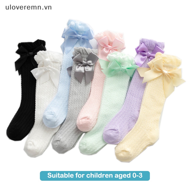 Vớ Lưới Mỏng Chống Muỗi Đính Nơ Họa Tiết Kẻ Sọc Dành Cho Trẻ Em