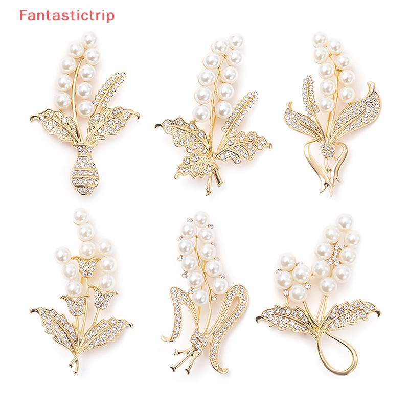 Ghim Cài Áo Hình Lúa Mạch Đính Đá Ngọc Trai Nhân Tạo Chống Thất Lạc Thời Trang Cho Nữ