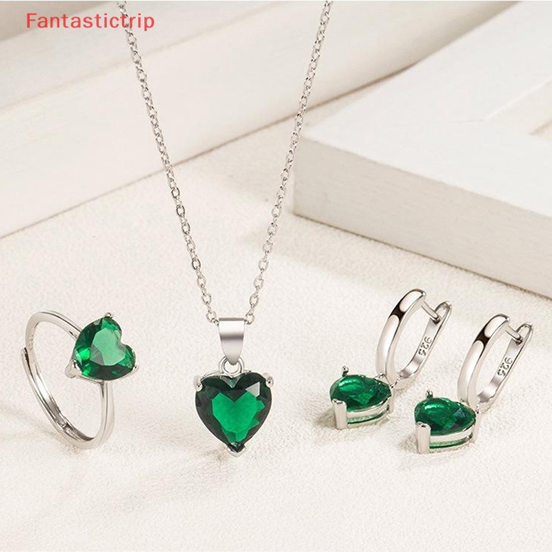 1 Bộ Trang Sức Thời Trang Ngọt Ngào Hình Trái Tim Đính Đá Zircon Cho Cô Dâu