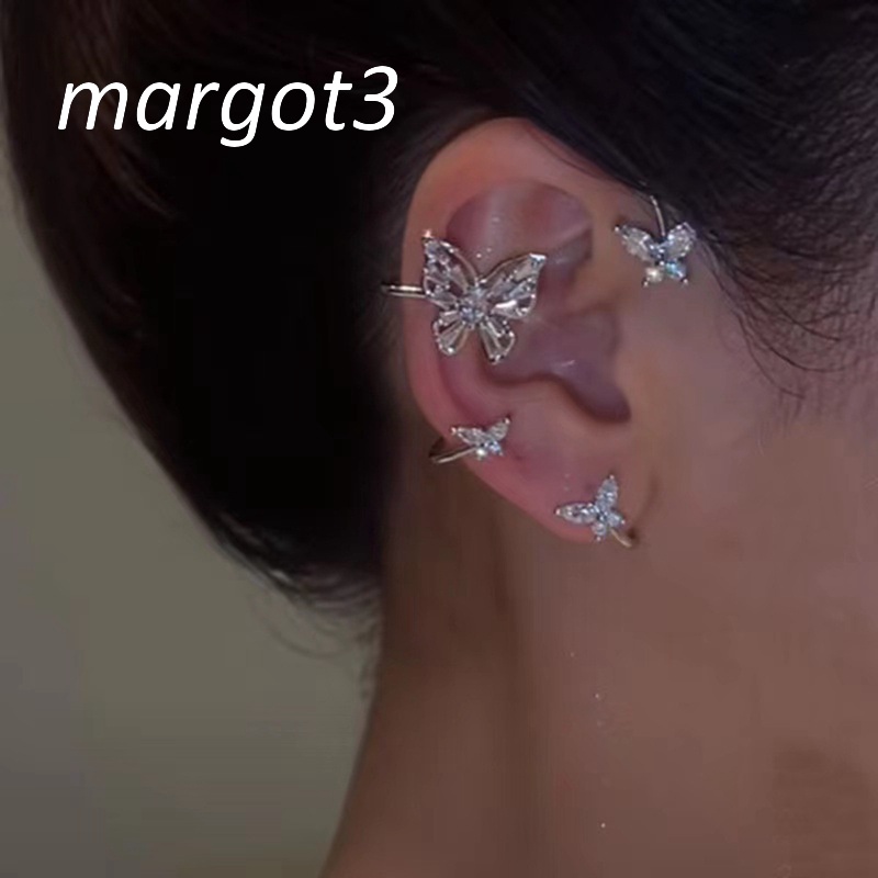 Khuyên Kẹp Vành Tai Không Xỏ Lỗ Hình Bướm Đính Đá Zircon Lấp Lánh Thời Trang Cho Nữ