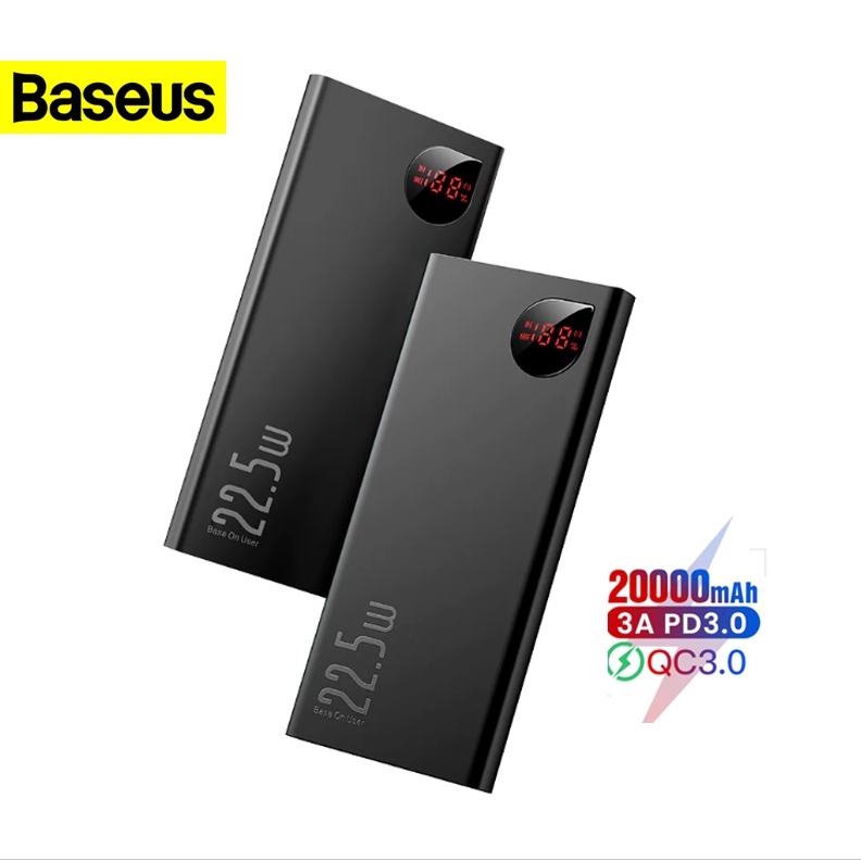 Sạc dự phòng Baseus 20000Mah Power Bank 30W / 22.5W PD QC 3.0 Sạc Nhanh cho điện thoại và Macbook